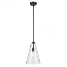  42199BK - Everly 15.25" 1-Light Cone Pendant with Clear Glass in Black