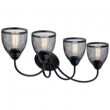  55044BK - Voclain 32" 4 Light Vanity Light with Mesh Shade in Black