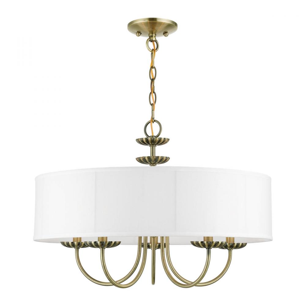 5 Light Antique Brass Pendant Chandelier