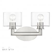 Livex Lighting 17912-91 - 2 Light Brushed Nickel Vanity Sconce with Mouth Blown Clear Glass