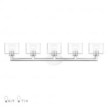 Livex Lighting 17915-05 - 5 Light Polished Chrome Extra Large Vanity Sconce with Mouth Blown Clear Glass