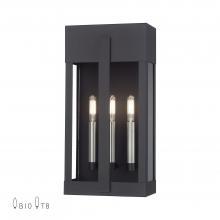 Livex Lighting 28963-04 - 2 Light Black Large Outdoor Wall Lantern with Brushed Nickel Candles and Clear Glass