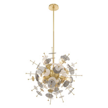  40074-12 - 6 Lt Satin Brass Pendant Chandelier