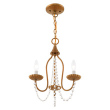  40793-48 - 3 Lt Antique Gold Leaf Mini Chandelier