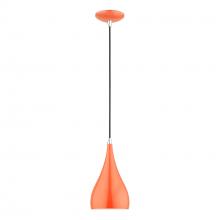  41171-77 - 1 Light Shiny Orange with Polished Chrome Accents Mini Pendant