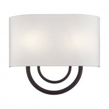 Livex Lighting 42892-07 - 2 Light Bronze ADA Sconce with Hand Crafted Off-White Fabric Shade