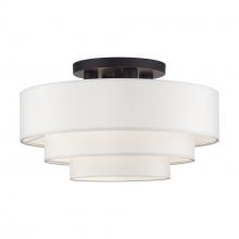 Livex Lighting 50307-07 - 4 Light Bronze Extra Large Semi-Flush with Hand Crafted Off-White Color Fabric Hardback Shades