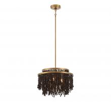  10180-026 - Molfetta, 3 Light Convertible Flushmount / Pendant, Antique Brass with Black Beads