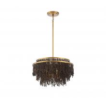  10181-026 - Molfetta, 5 Light Chandelier, Antique Brass with Black Beads