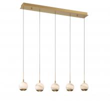  10208-030 - Baveno, 5 Light Linear LED Chandelier, Painted Antique Brass