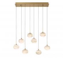  12124-030 - Calcolo, 8 Light Rectangular LED Chandelier, Painted Antique Brass