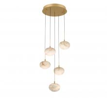 Lib & Co. US 12262-030 - Calcolo, 5 Light Round LED Chandelier, Painted Antique Brass