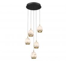 Lib & Co. US 12263-02 - Lucidata, 5 Light Round LED Chandelier, Matte Black