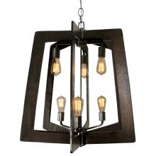  268F06SL - Lofty 6-Lt 2-Tier Foyer Chandelier - Steel/Zebrawood