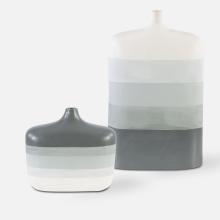  17722 - Guevara Striped Gray Vases, S/2