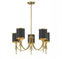  1-9945-5-143 - Quincy 5-Light Chandelier in Matte Black with Warm Brass Accents