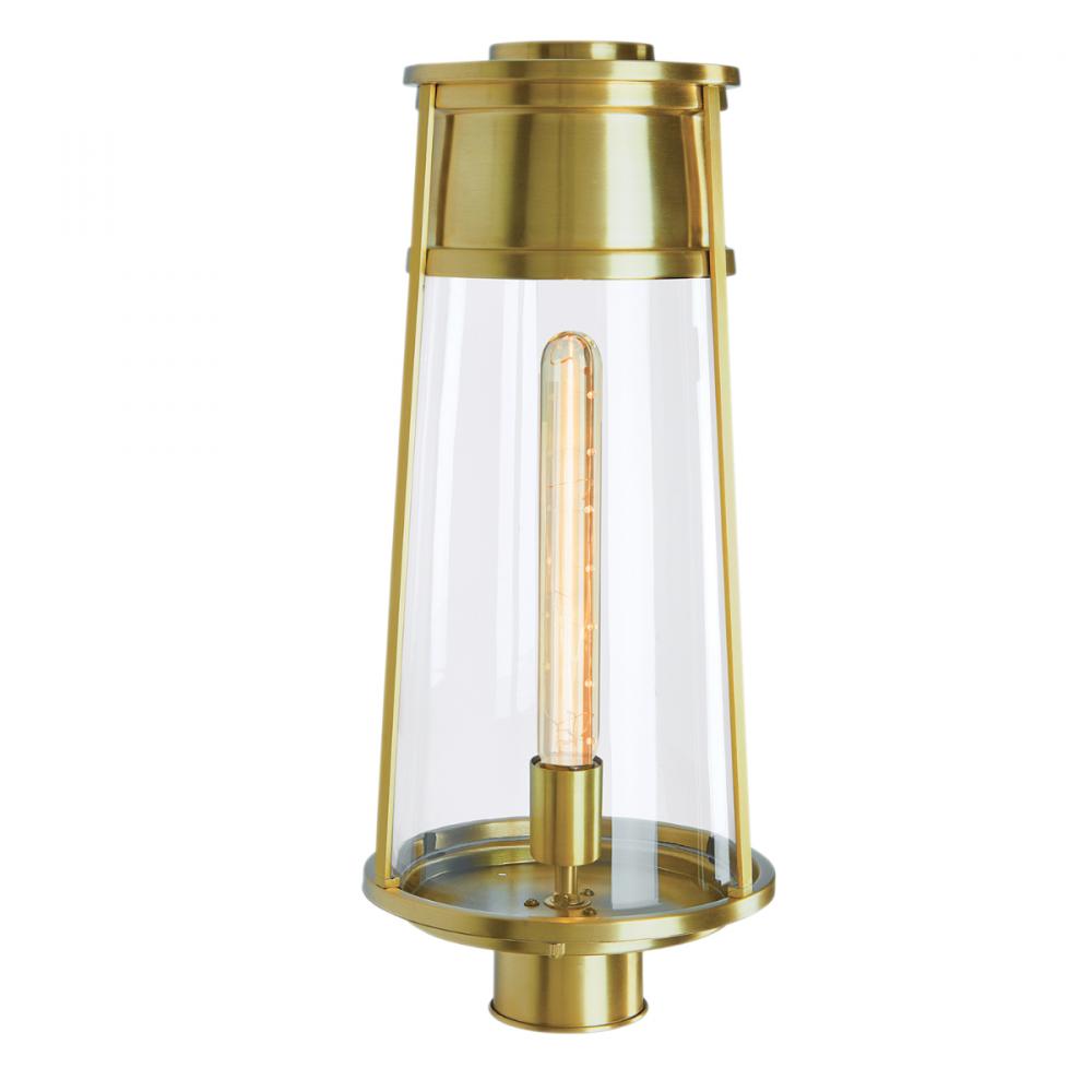 Cone Outdoor Post Lantern Light - Satin Brass