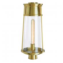 Norwell 1247-SB-CL - Cone Outdoor Post Lantern Light - Satin Brass