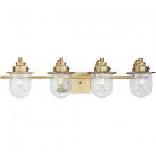  P300437-163 - Northlake Collection Four-Light Vintage Brass Clear Glass Transitional Bath Light