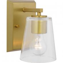  P300457-191 - Vertex Collection One-Light Brushed  Gold Clear Glass Contemporary Bath Light