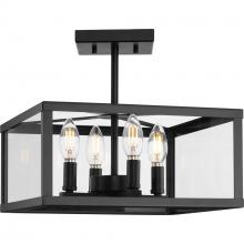  P350264-31M - Hilllcrest Collection 13 in. Four-Light Matte Black Transitional Semi-Flush Mount Light