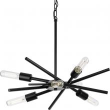  P400108-31M - Astra Collection Six-Light 22" Matte Black Modern Chandelier