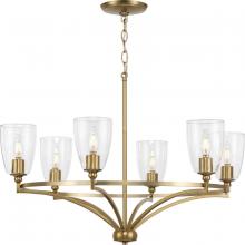  P400297-109 - Parkhurst Collection Six-Light New Traditional Brushed Bronze Clear Glass Chandelier Light