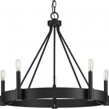  P400318-31M - Breckenridge Collection Five-Light Matte Black Rustic Farmhouse Chandelier