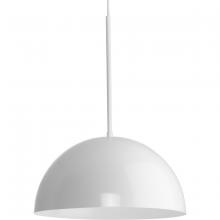  P500379-030 - Perimeter Collection One-Light White Mid-Century Modern Pendant with metal Shade