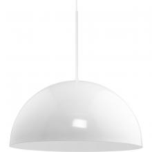  P500380-030 - Perimeter Collection One-Light White Mid-Century Modern Pendant with metal Shade