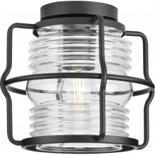 Progress P550133-31M - Keegan Collection One-Light Matte Black Clear Glass Coastal Outdoor Flush Mount Light