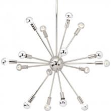  P400041-104 - Ion Collection Sixteen-Light Polished Nickel Mid-Century Modern Chandelier Light