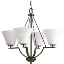 Progress P4622-20W - Bravo Collection Four-Light Antique Bronze Etched Glass Modern Chandelier Light