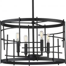  P400213-031 - Torres Collection Four-Light Textured Black Modern Chandelier Light