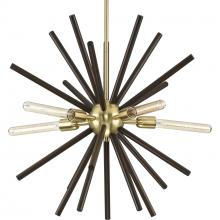  P400270-012 - Thorpe Collection Five-Light Satin Brass Mid-Century Modern Style Chandelier Light