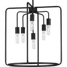 Progress P500225-031 - Bonn Collection Six-Light Matte Black Farmhouse Pendant Light