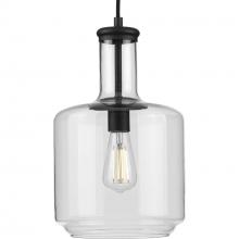  P500230-031 - Latrobe Collection One-Light Matte Black Clear Glass Coastal Pendant Light