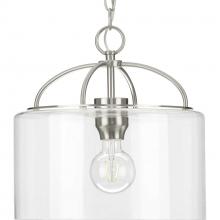  P500316-009 - Leyden Collection One-Light Brushed Nickel and Clear Glass Farmhouse Style Hanging Pendant Light