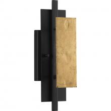  P710100-031 - Lowery Collection One-Light Textured Black Industrial Luxe Wall Sconce with Distressed Gold Leaf Acc