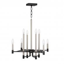  307C08 - To Circuit with Love 8-Lt Chandelier - Textured Black/Brushed Nickel