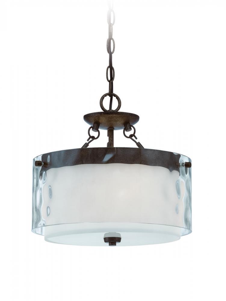 Kenswick 3 Light Convertible Semi Flush/Pendant in Peruvian Bronze