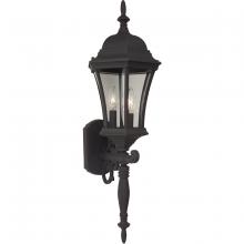  Z340-TB - Curved Glass Cast 3 Light Large Outdoor Wall Lantern in Textured Black