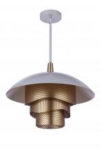 Craftmade P1010MWWMG-LED - 19â€ Dia Sculptural Statement Dome Pendant with Perforated Metal Shades in Matte White/Matte Gold