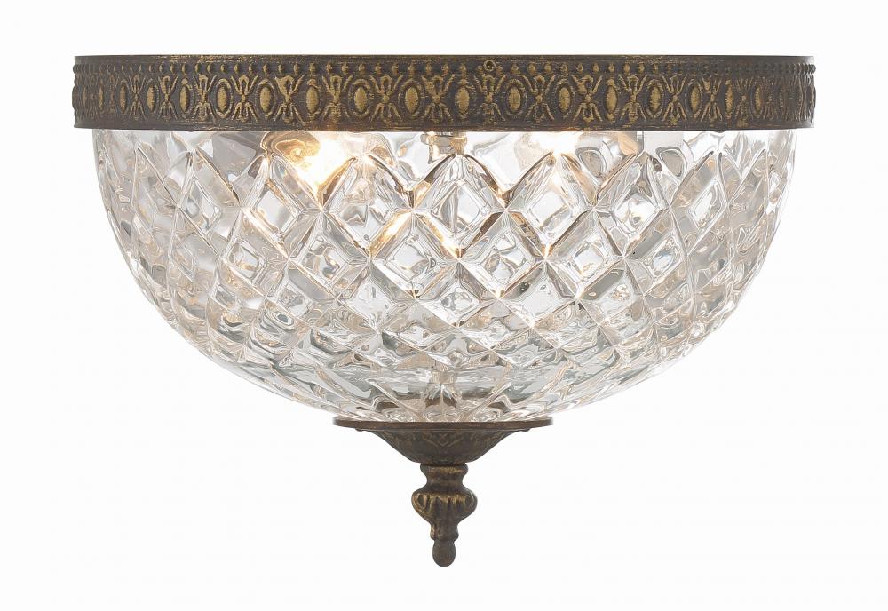 Crystorama 2 Light English Bronze Crystal Flush Mount