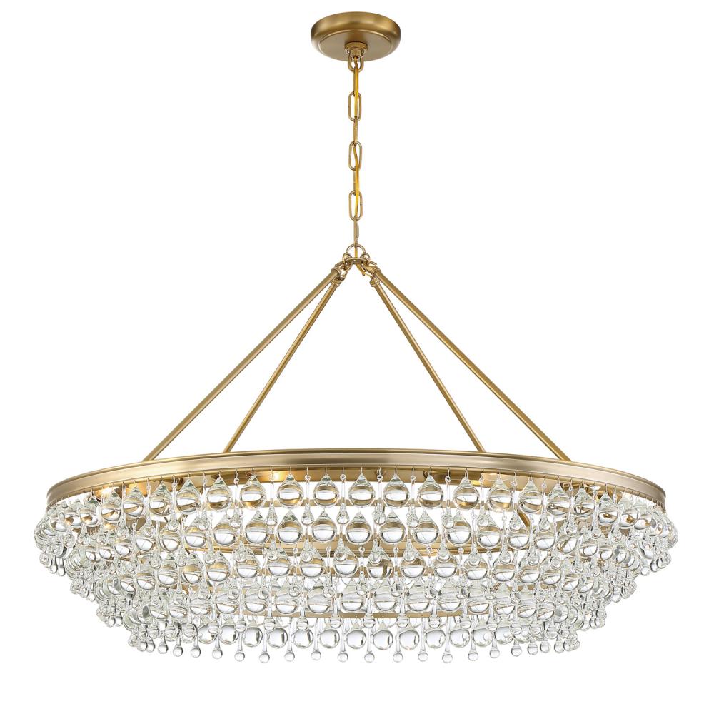 Calypso 8 Light Crystal Teardrop Vibrant Gold Chandelier