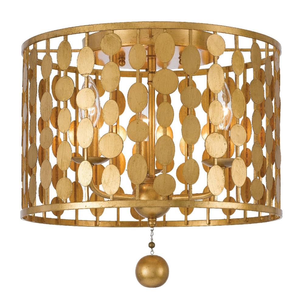 Layla 3 Light Antique Gold Flush Mount