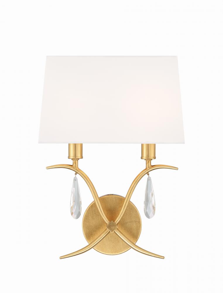 Rollins 2 Light Antique Gold Sconce