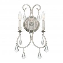  5012-OS-CL-S - Ashton 2 Light Swarovski Strass Crystal Olde Silver Sconce