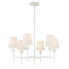  568-MT - Broche 6 Light Matte White Chandelier