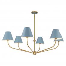  XAV-B9319-VG-BL - Xavier 6 Light Vibrant Gold + Blue Chandelier